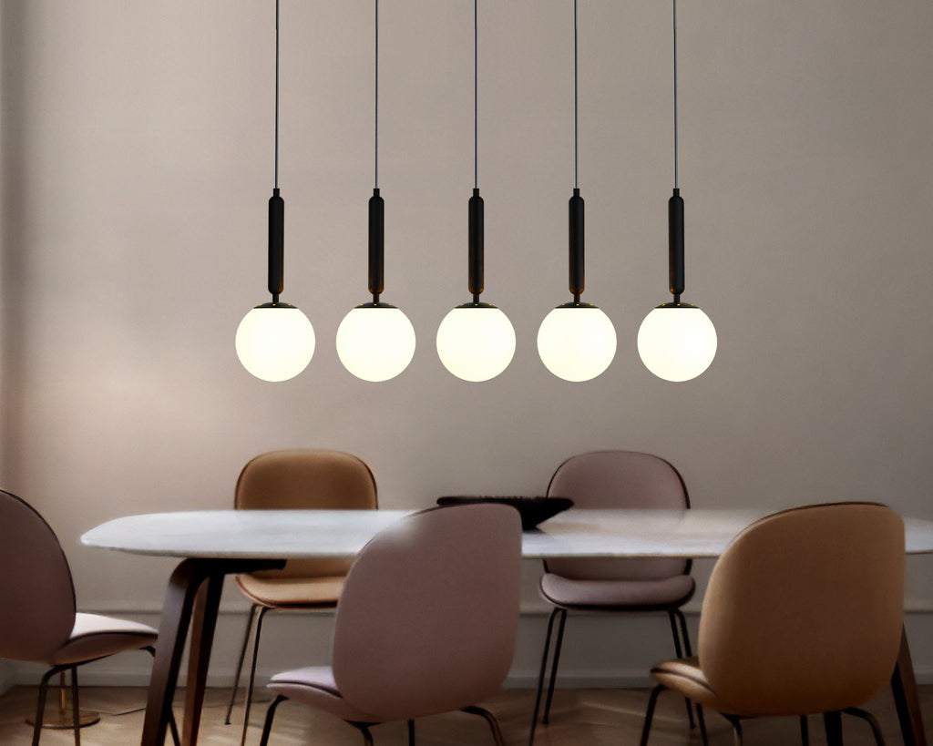 Mid Century Modern Globe Pendant Light: Cluster Chandelier, Adjustable Length