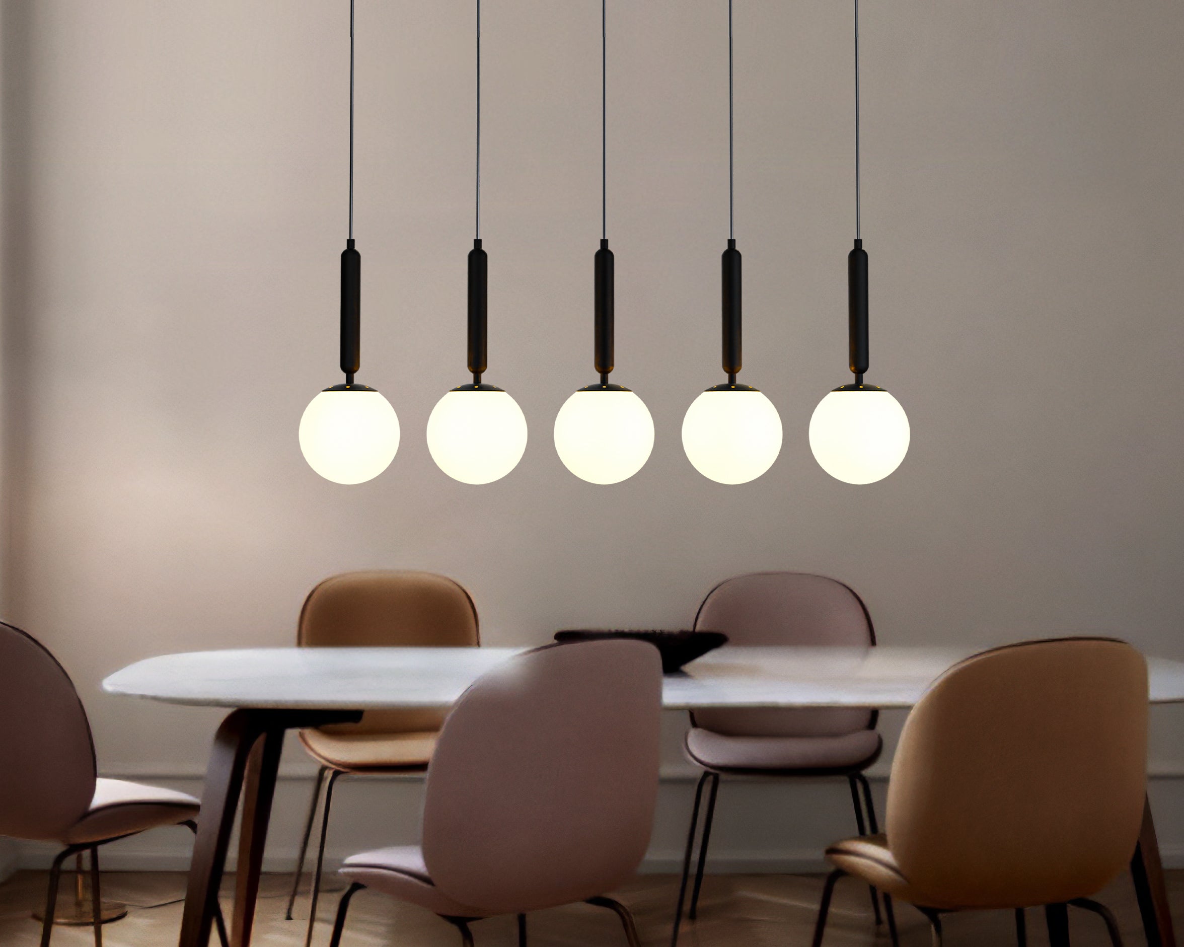 Mid Century Modern Globe Pendant Light: Cluster Chandelier, Adjustable Length