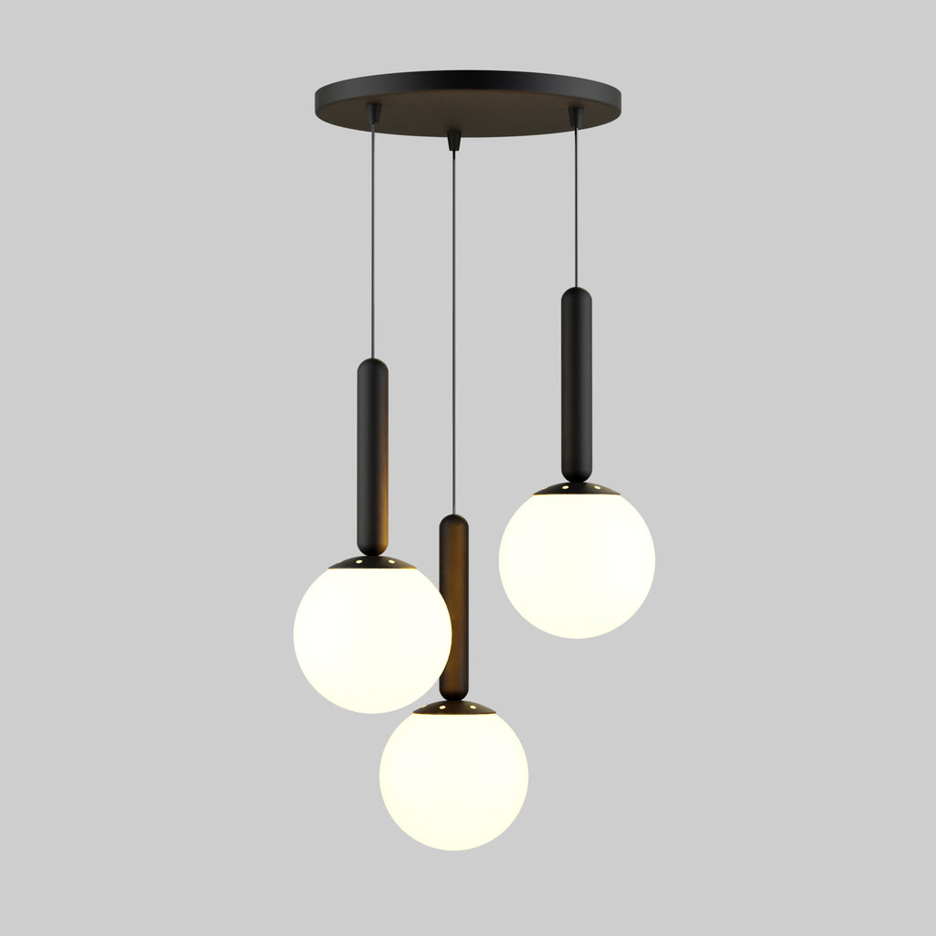 Mid Century Modern Globe Pendant Light: Cluster Chandelier, Adjustable Length