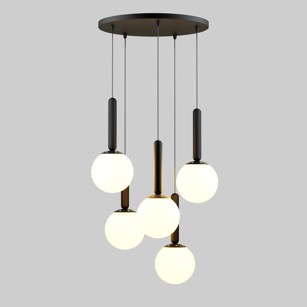 Mid Century Modern Globe Pendant Light: Cluster Chandelier, Adjustable Length
