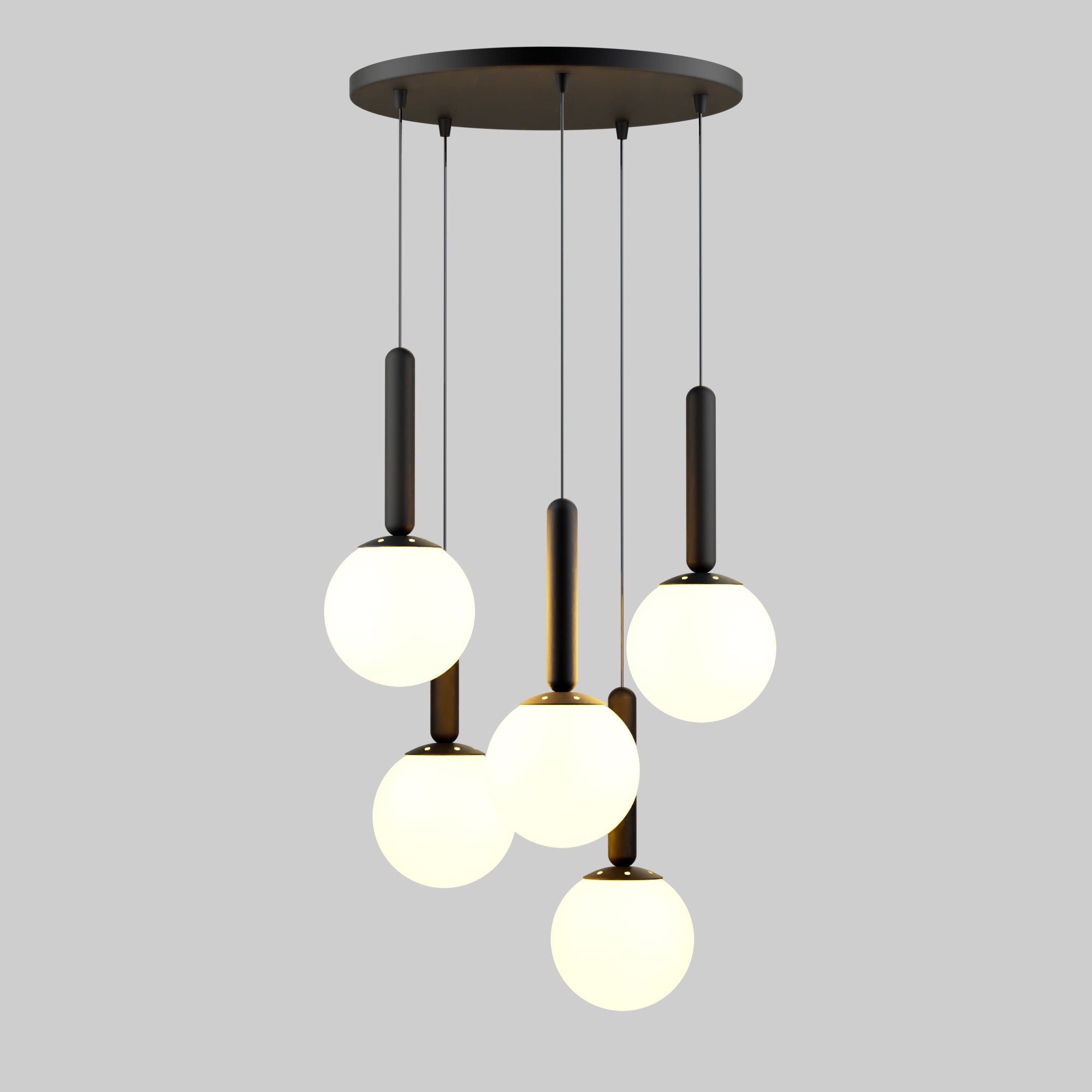 Mid Century Modern Globe Pendant Light: Cluster Chandelier, Adjustable Length