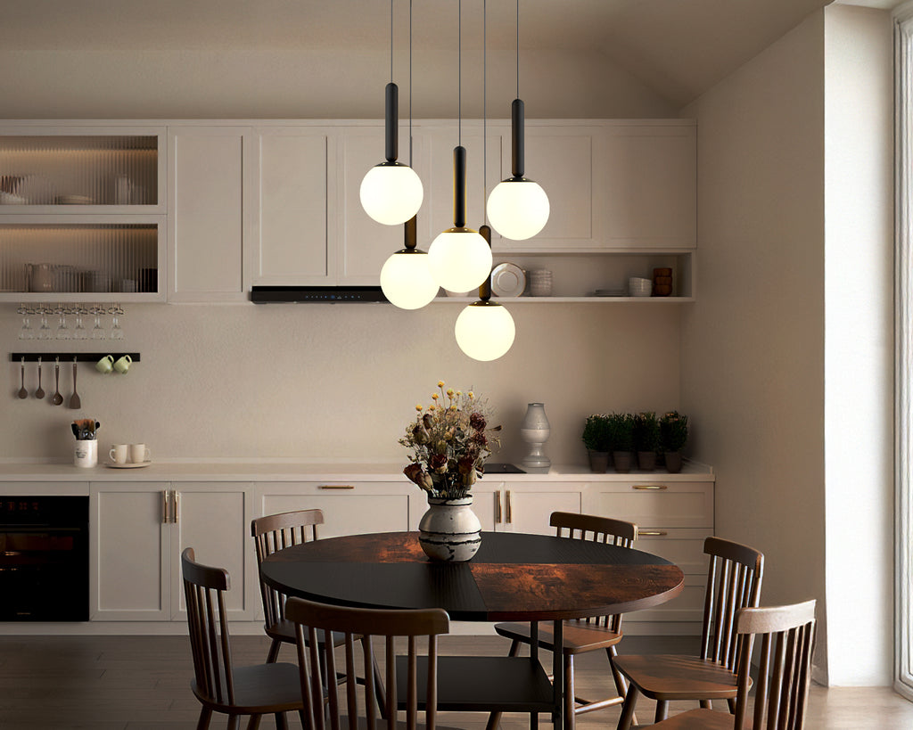 Mid Century Modern Globe Pendant Light: Cluster Chandelier, Adjustable Length
