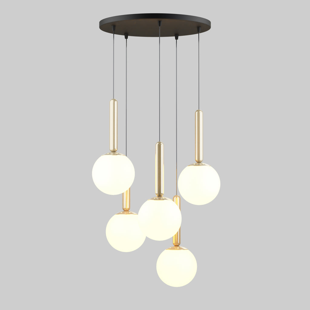 Mid Century Modern Globe Pendant Light: Cluster Chandelier, Adjustable Length