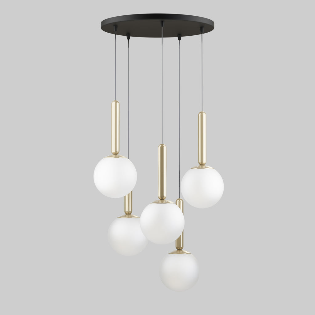 Mid Century Modern Globe Pendant Light: Cluster Chandelier, Adjustable Length