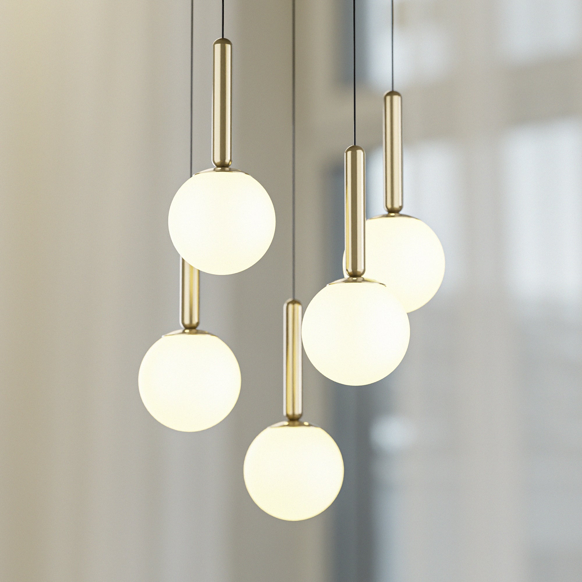 Mid Century Modern Globe Pendant Light: Cluster Chandelier, Adjustable Length