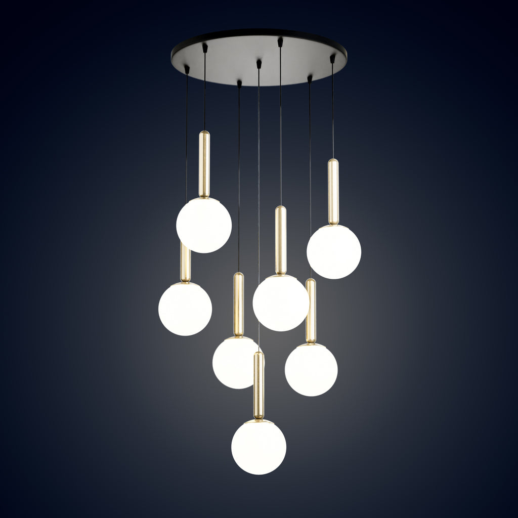 Mid Century Modern Globe Pendant Light: Cluster Chandelier, Adjustable Length