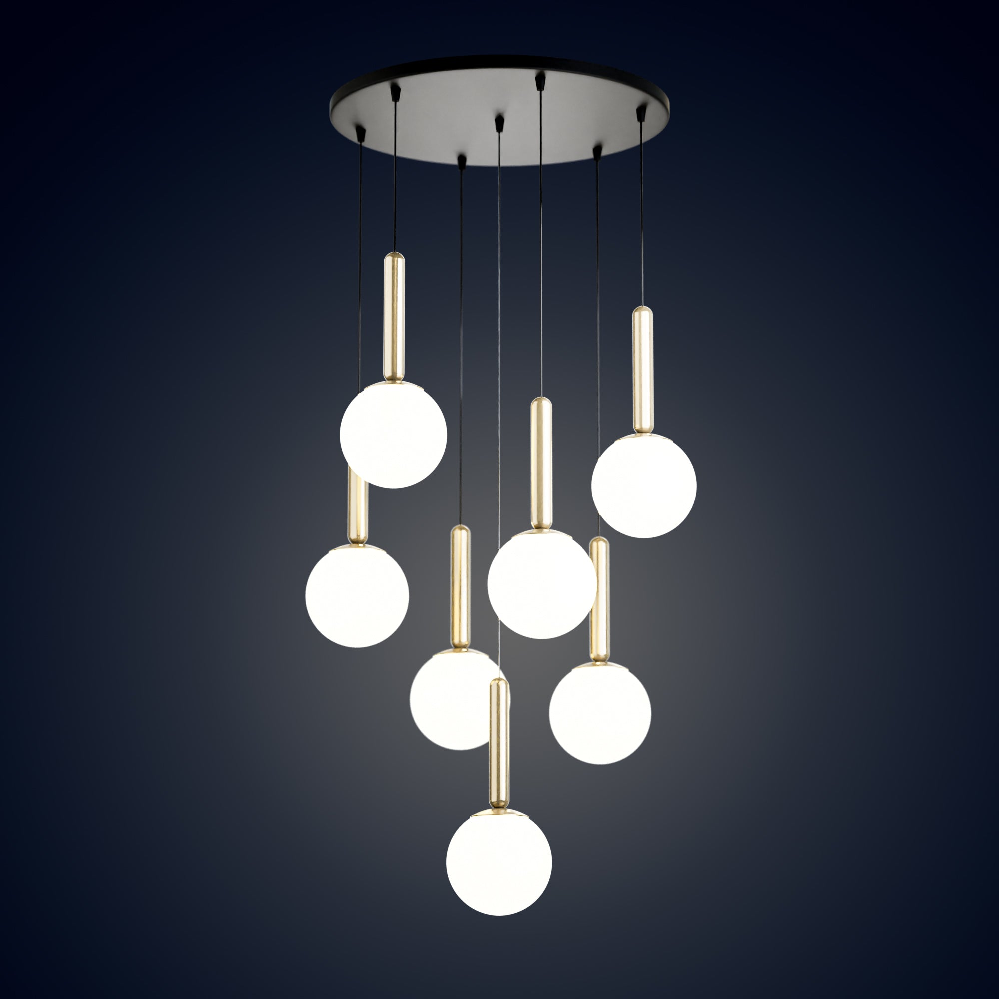 Mid Century Modern Globe Pendant Light: Cluster Chandelier, Adjustable Length