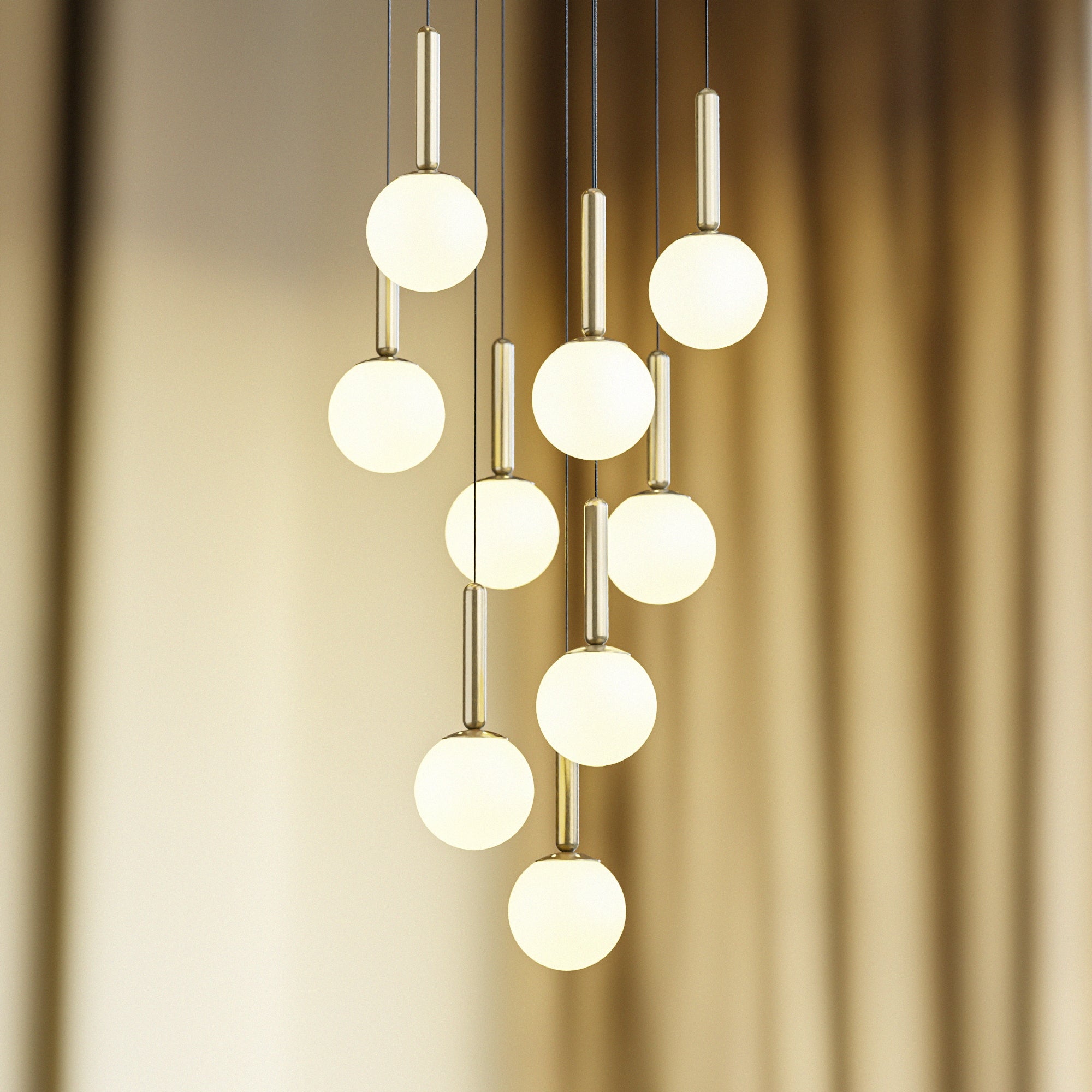 Mid Century Modern Globe Pendant Light: Cluster Chandelier, Adjustable Length
