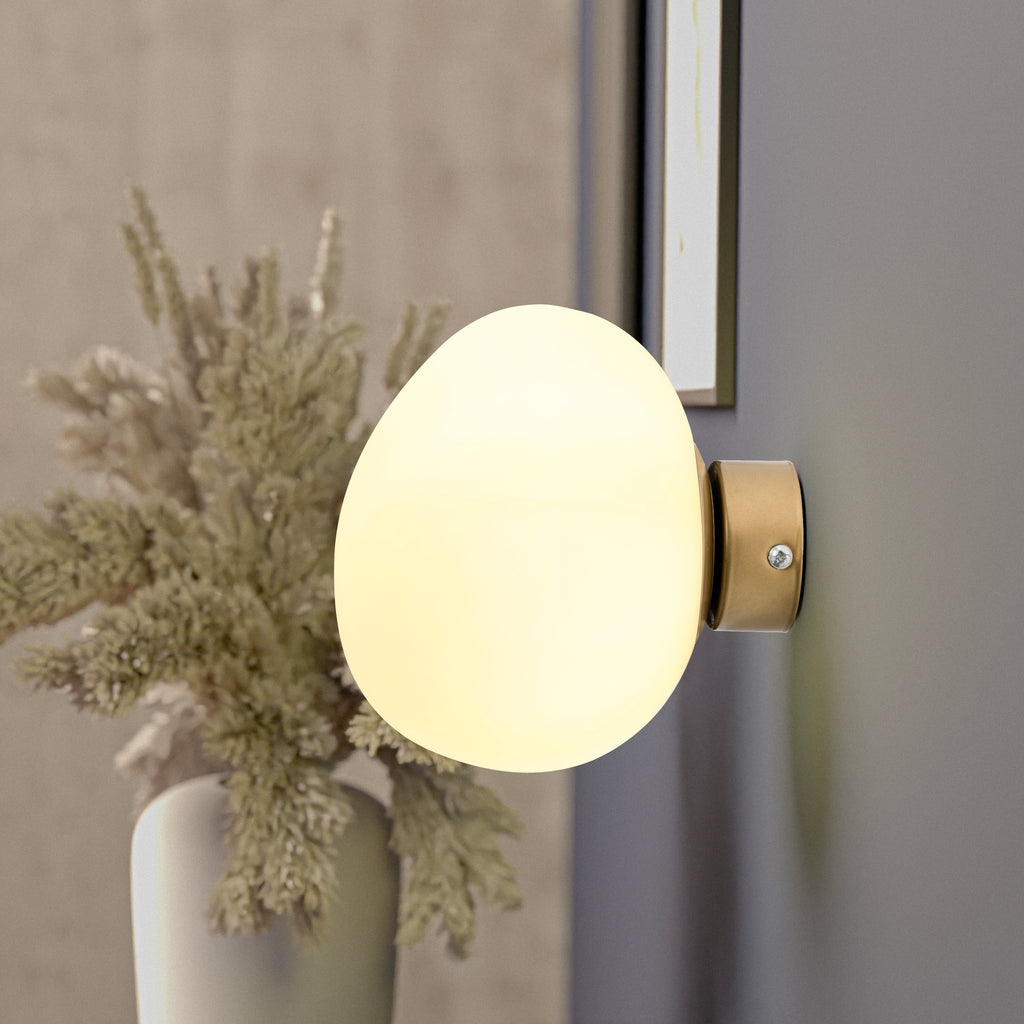Sconce  Light Asymmetrical Glass Egg Globe : Mid-Century Modern Minimalist Wall Lamp