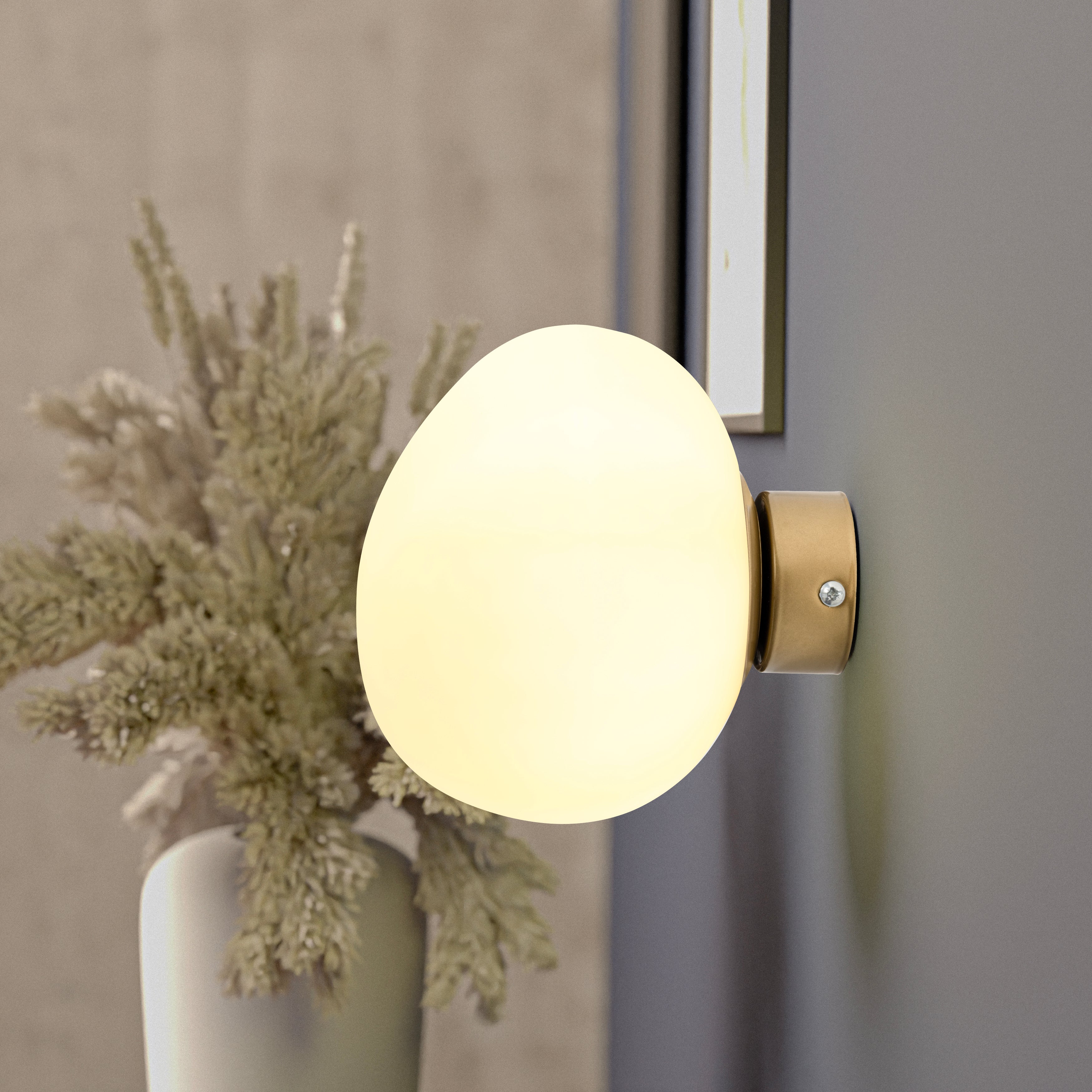 Sconce  Light Asymmetrical Glass Egg Globe : Mid-Century Modern Minimalist Wall Lamp