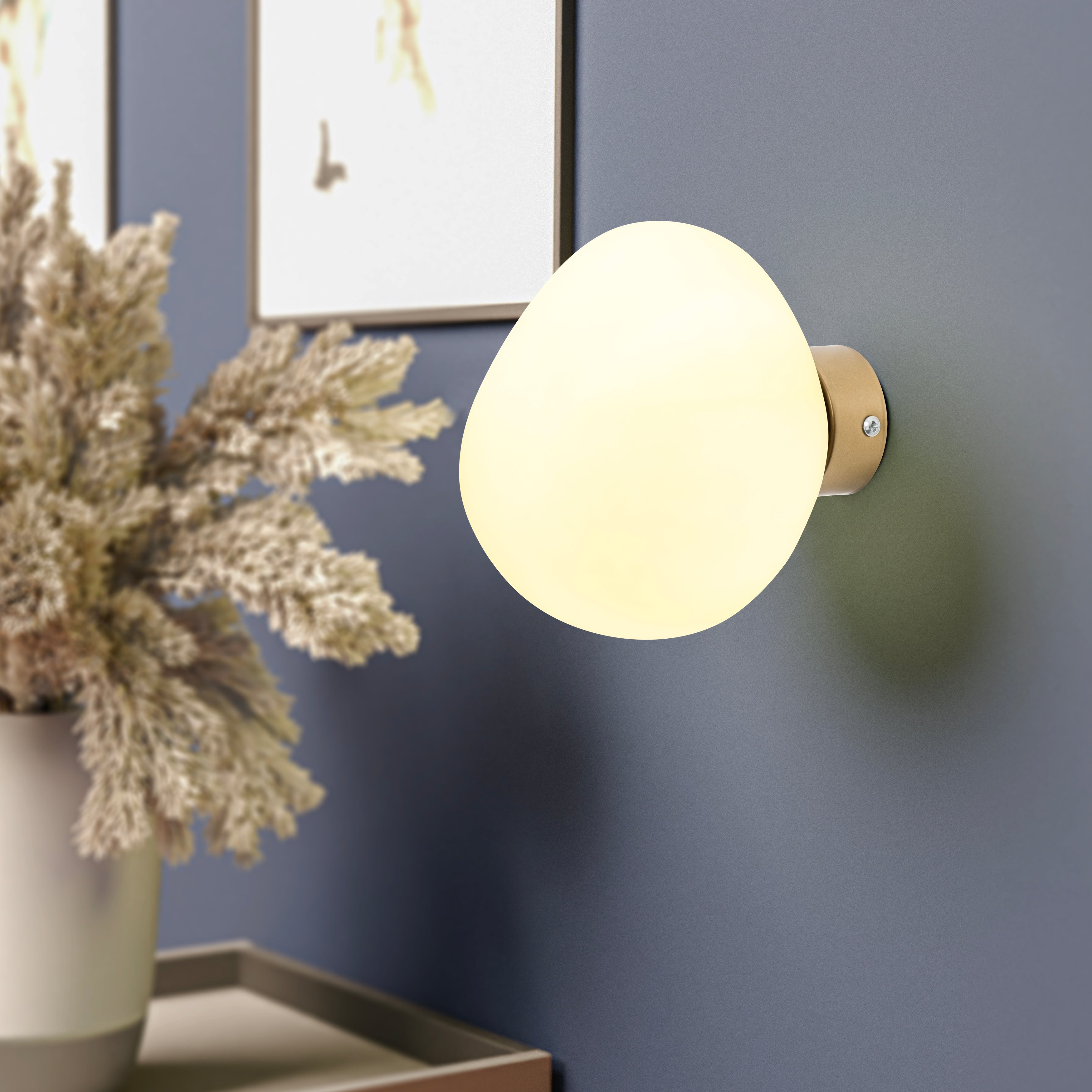 Sconce  Light Asymmetrical Glass Egg Globe : Mid-Century Modern Minimalist Wall Lamp