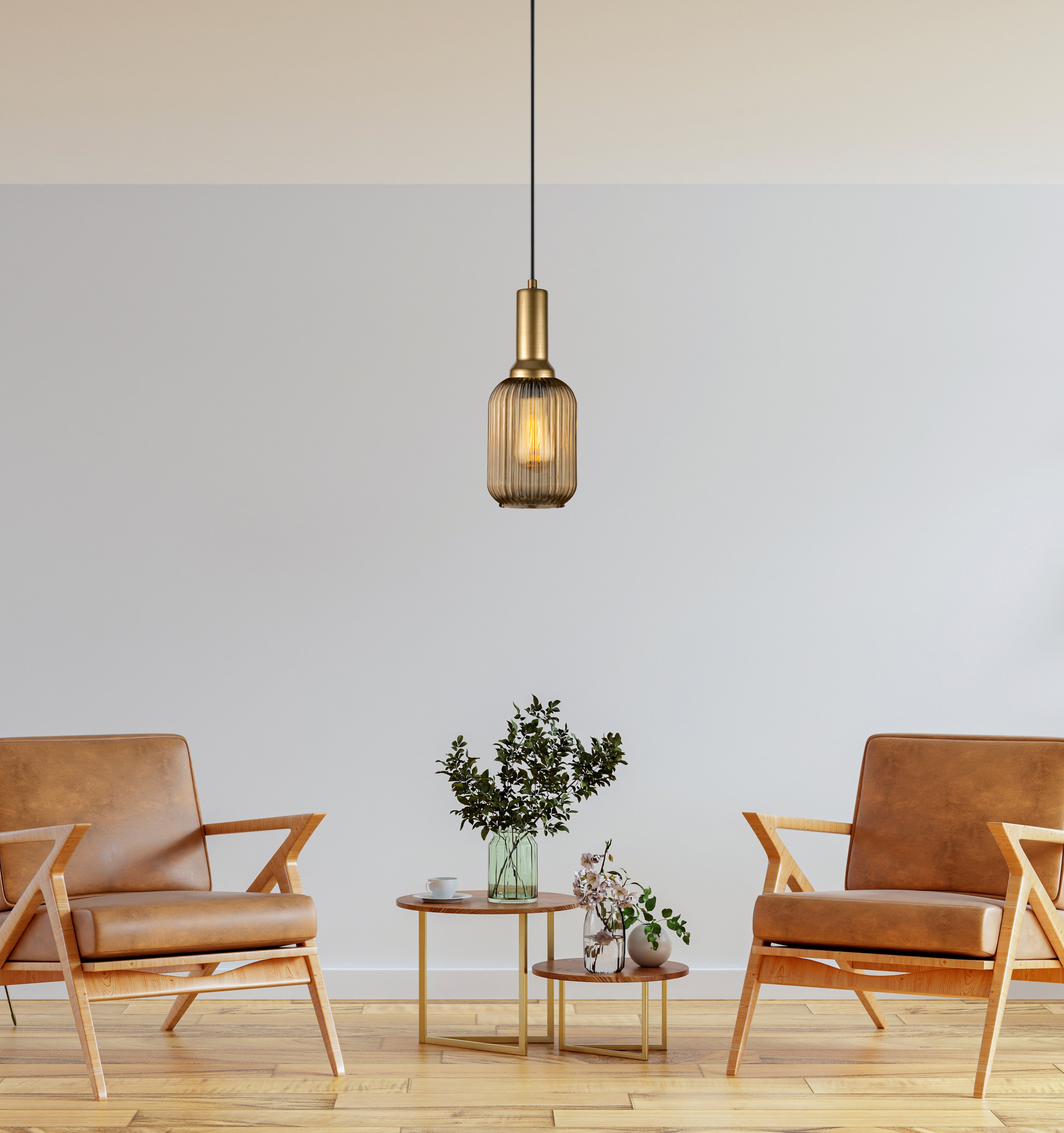 Clear Ribbed Modern Glass Pendant Lighting, Custom Glass Pendant Lighting, Multi Lighting for Stairwell Long Chandelier