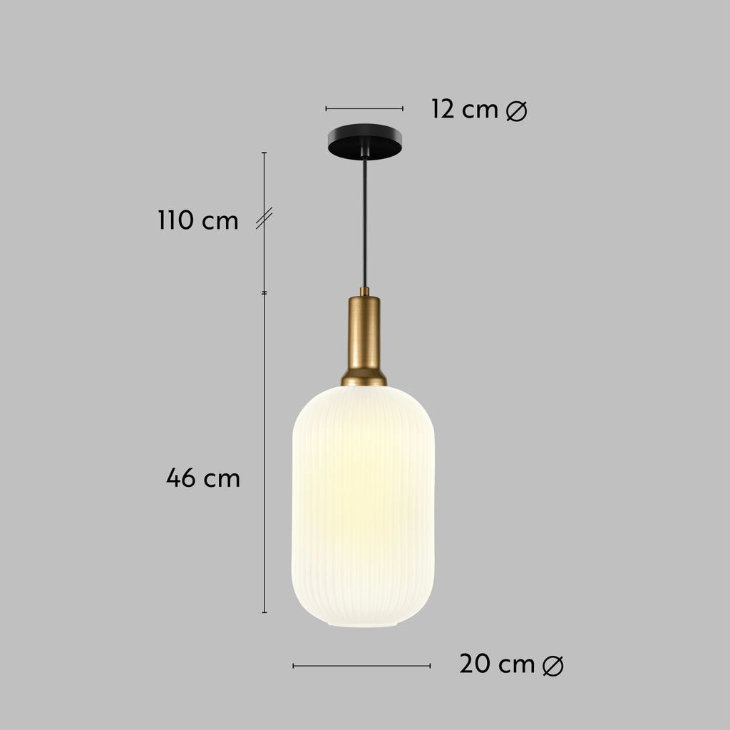 Amber Ribbed Glass Custom Made Modern Glass Pendant Light, Scandinavian Pendant Light for Kitchen Island, Large Hanging Glass Chandelier