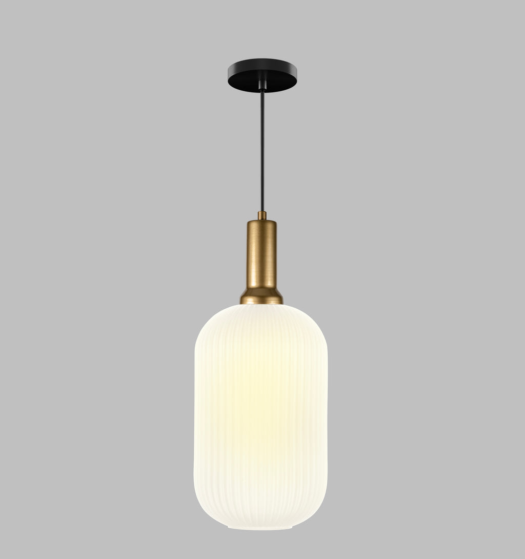 Amber Ribbed Glass Custom Made Modern Glass Pendant Light, Scandinavian Pendant Light for Kitchen Island, Large Hanging Glass Chandelier