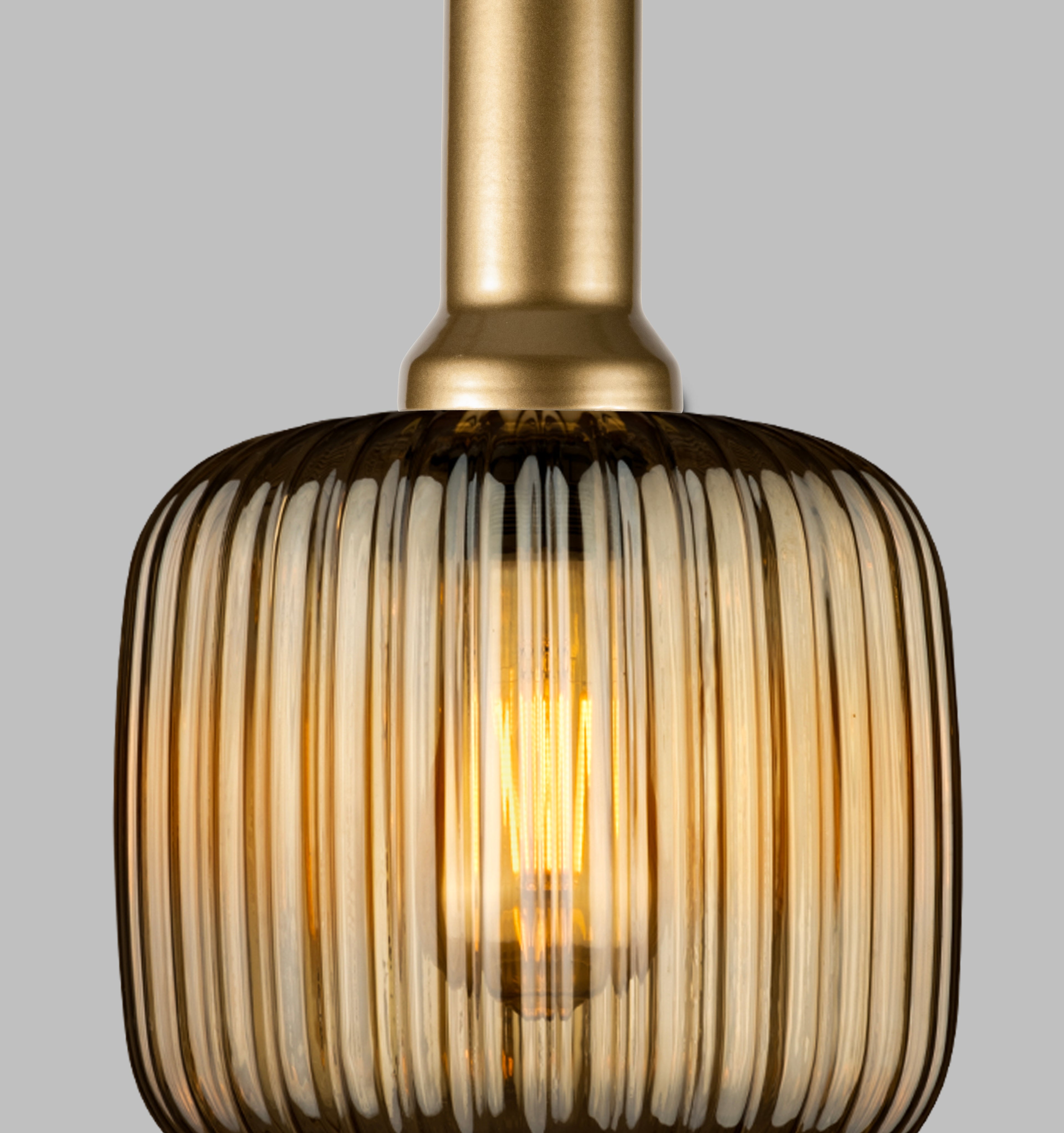 Amber Ribbed Glass Modern Pendant lighting, Custom Ribbed Glass Pendant Lighting, Multi Lighting for Stairwell Long Chandelier