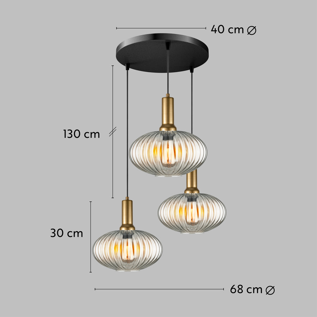 Amber Modern Glass Pendant Light, Custom Ribbed Glass Pendant Lighting, Multi Lighting for Stairwell Long Chandelier, Elegant Light Fixture