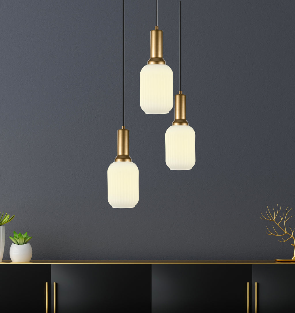 Clear Ribbed Glass Modern Pendant Lighting, Custom Glass Pendant Lighting, Elegant Multi Lighting for Stairwell Long Chandelier