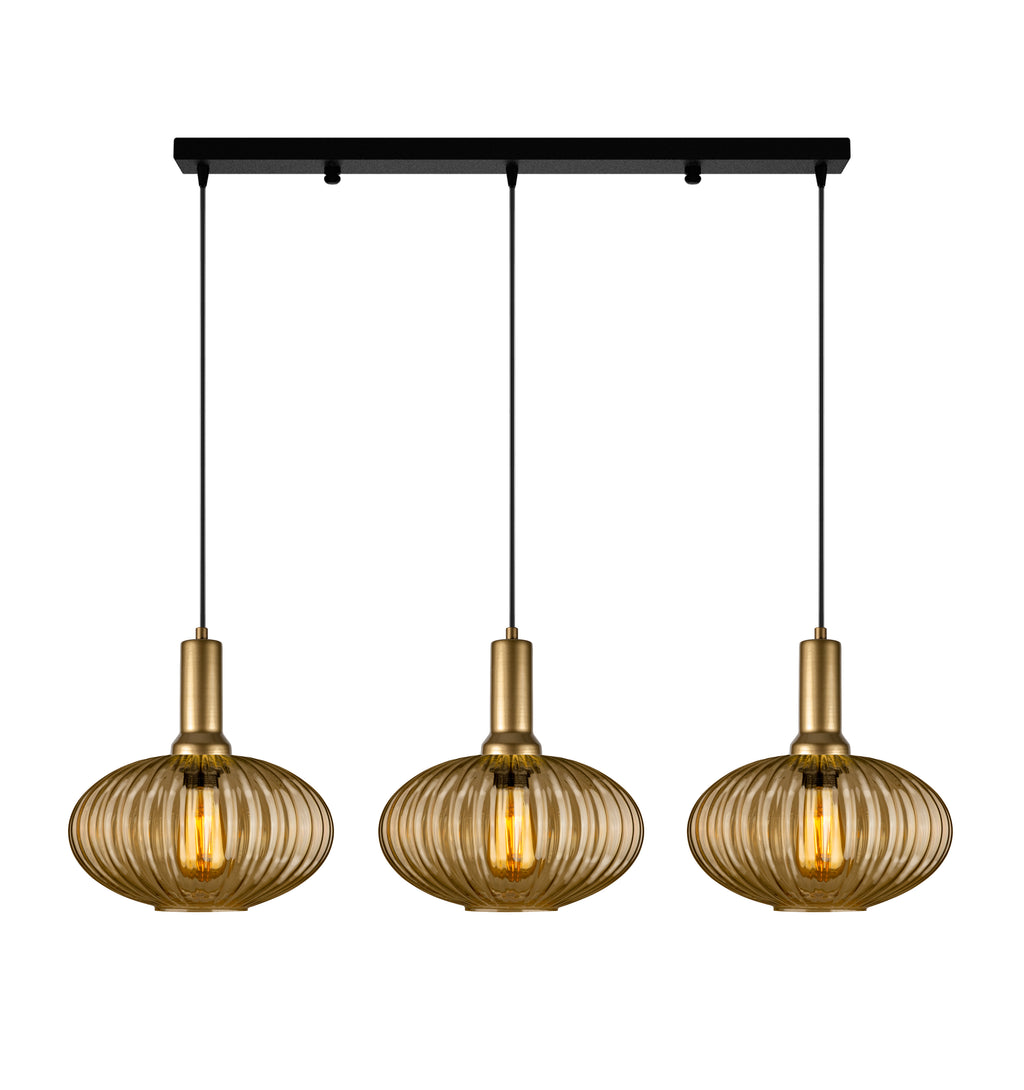 Amber Modern Glass Pendant Light, Custom Ribbed Glass Pendant Lighting, Multi Lighting for Stairwell Long Chandelier, Elegant Light Fixture