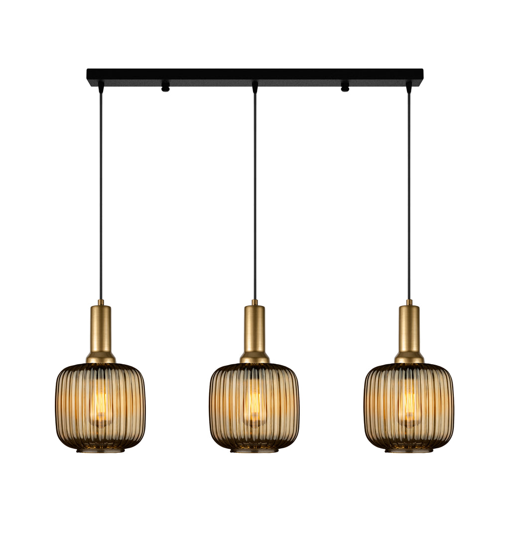 Linear Smoke Gray Ribbed Glass Modern Pendant Lighting, Custom Ribbed Glass Pendant Lighting, Nordic Style Glass Pendant Light for Kitchen Island