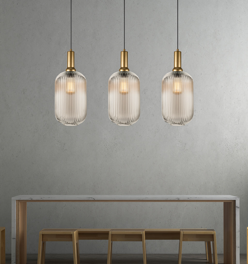 Custom Linear Pendant Lighting with Smoke Glass, Adjustable Cable Lengths and Canopy Sizes for Interior Design Projects