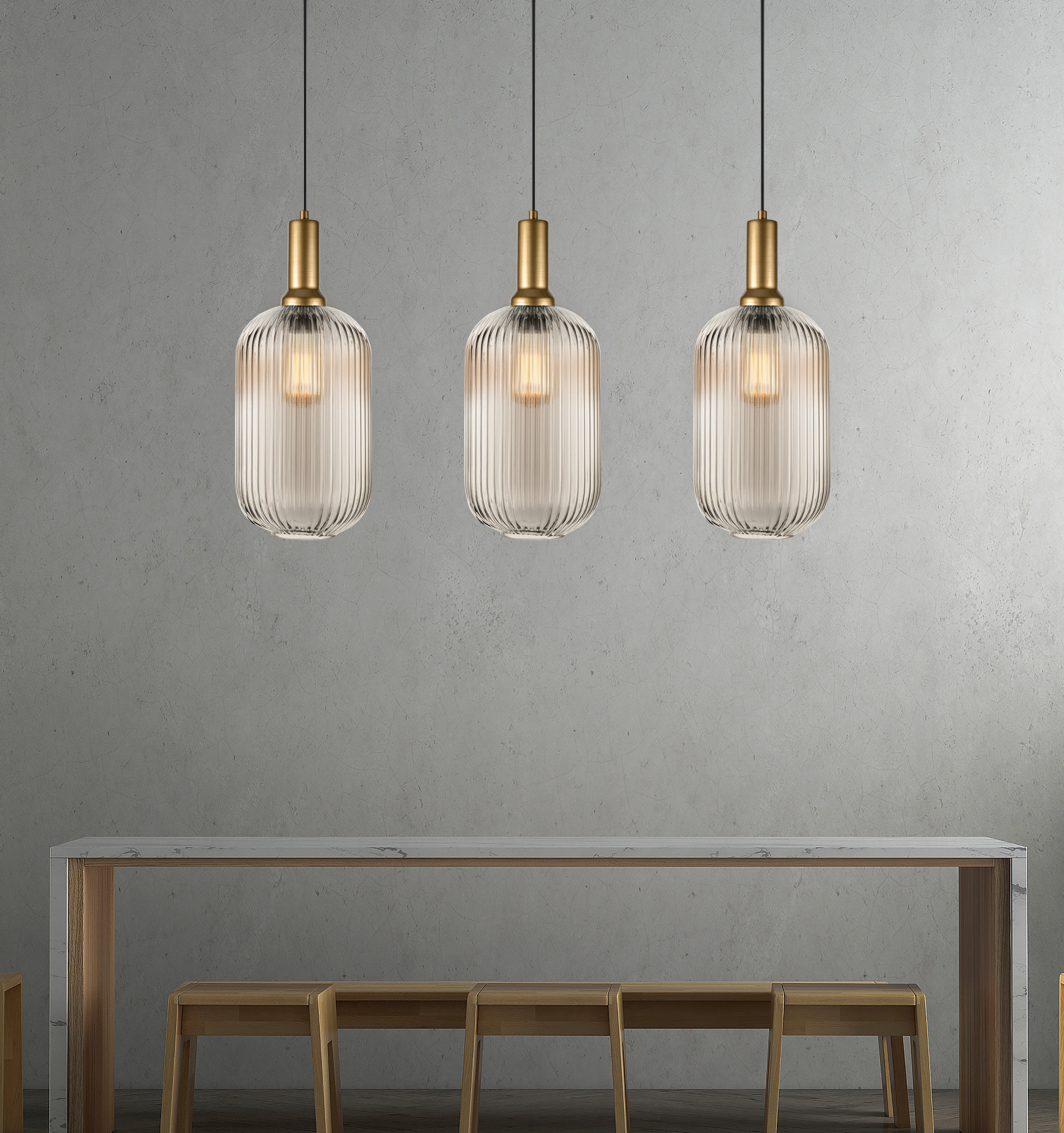 Custom Linear Pendant Lighting with Smoke Glass, Adjustable Cable Lengths and Canopy Sizes for Interior Design Projects
