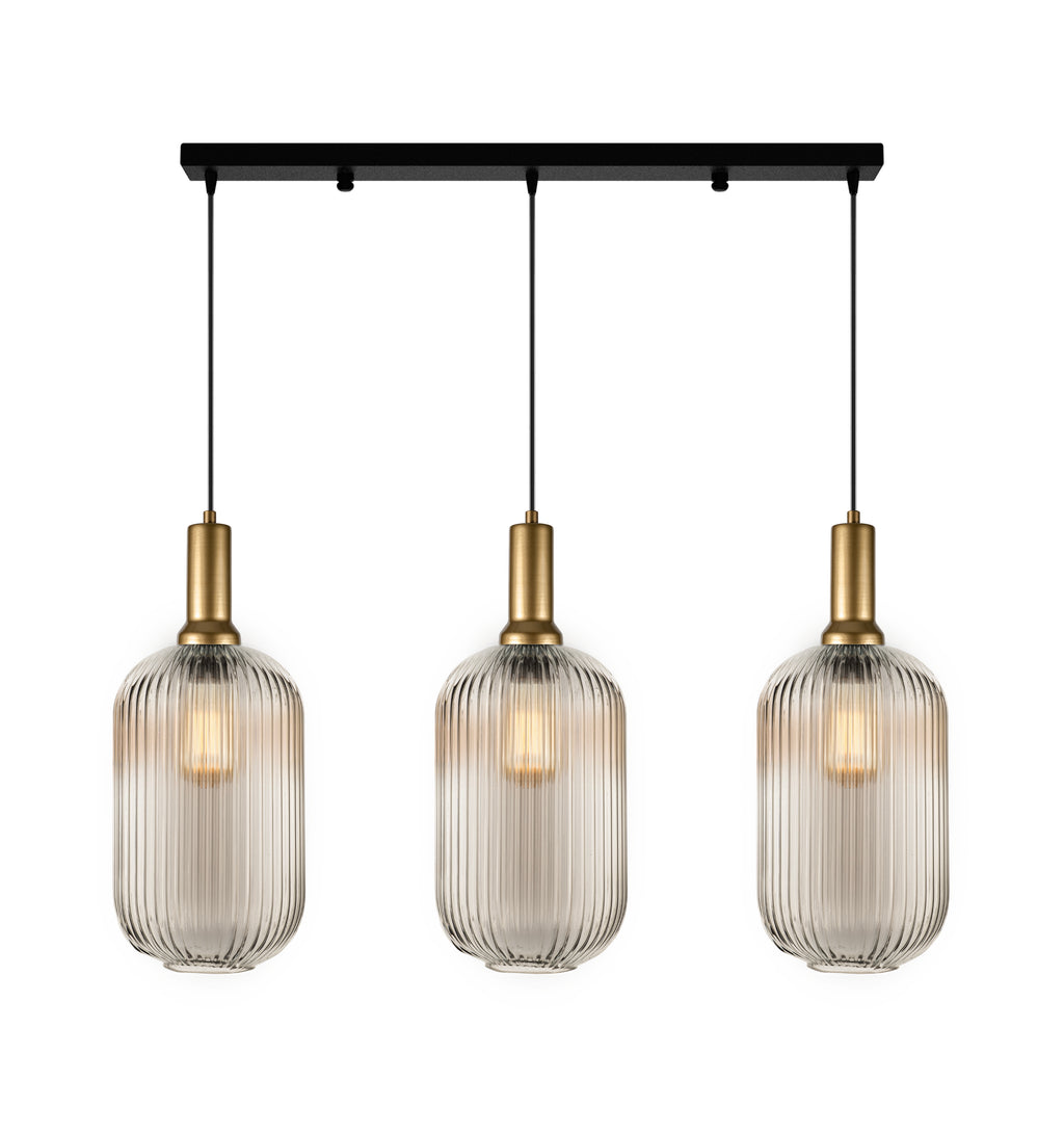 Custom Linear Pendant Lighting with Smoke Glass, Adjustable Cable Lengths and Canopy Sizes for Interior Design Projects