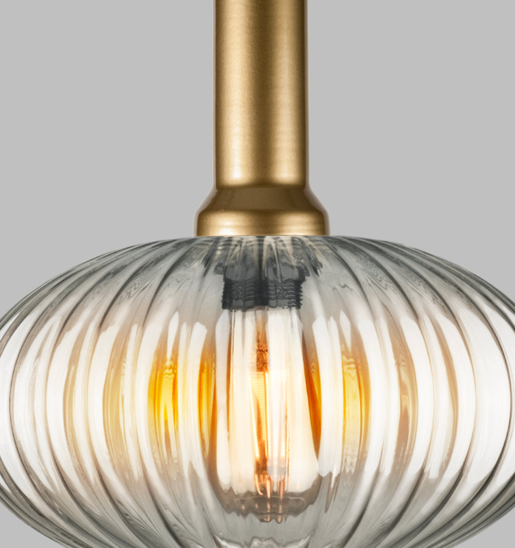 Amber Modern Glass Pendant Light, Custom Ribbed Glass Pendant Lighting, Multi Lighting for Stairwell Long Chandelier, Elegant Light Fixture