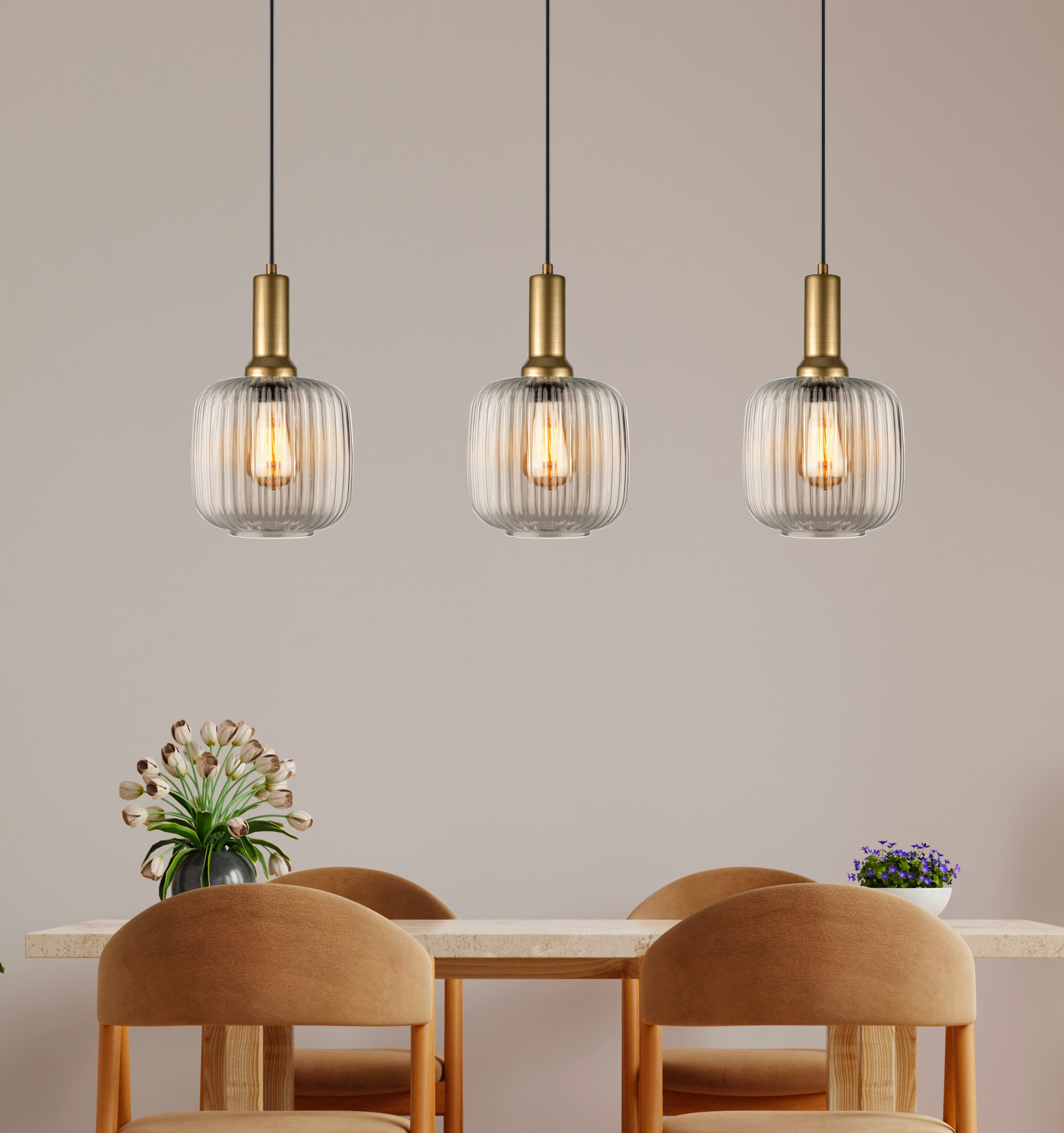 Ribbed Clear Glass Modern Pendant lighting, Custom Ribbed Glass Pendant Lighting, Multi Lighting for Stairwell Long Chandelier (Kopya)