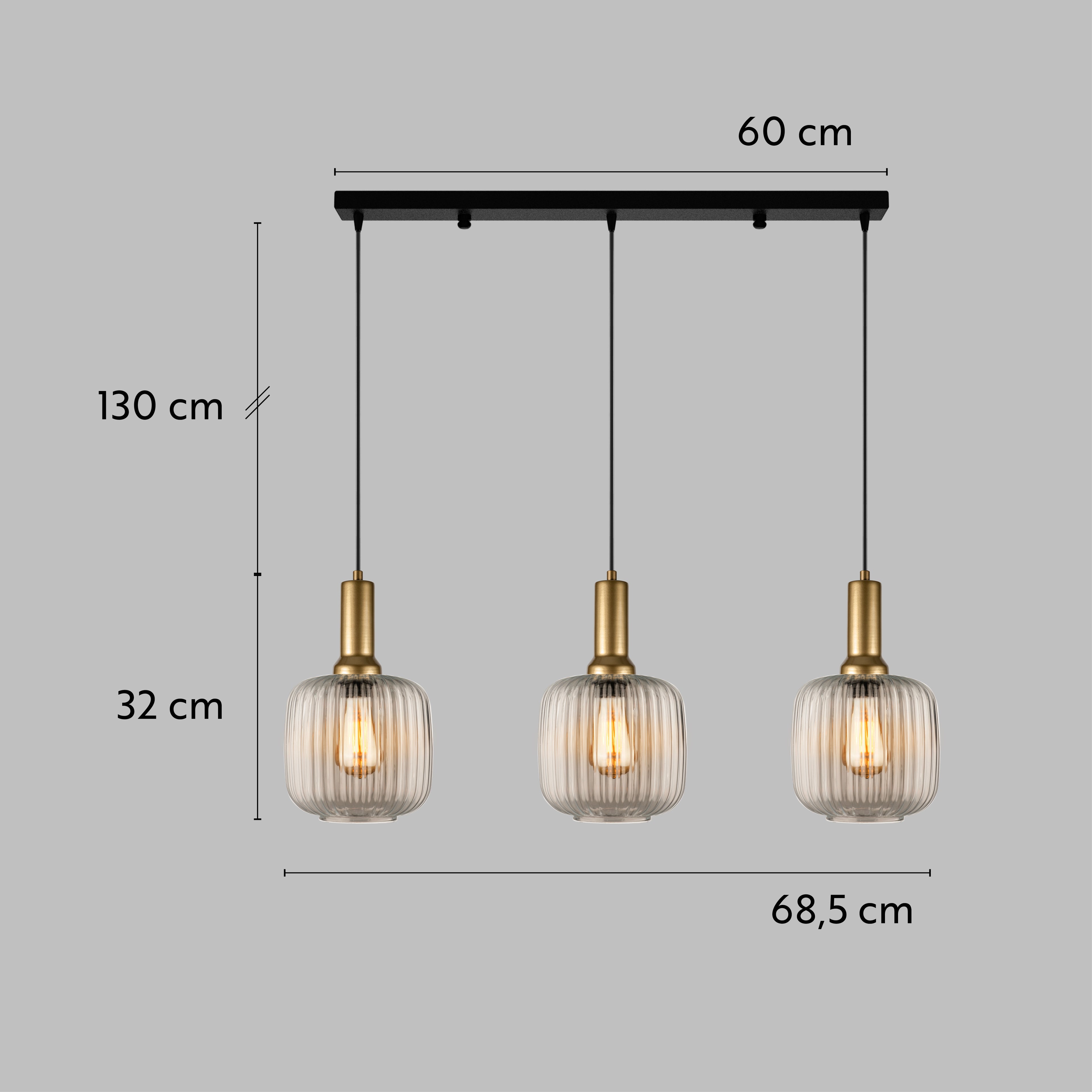 Ribbed Clear Glass Modern Pendant lighting, Custom Ribbed Glass Pendant Lighting, Multi Lighting for Stairwell Long Chandelier (Kopya)