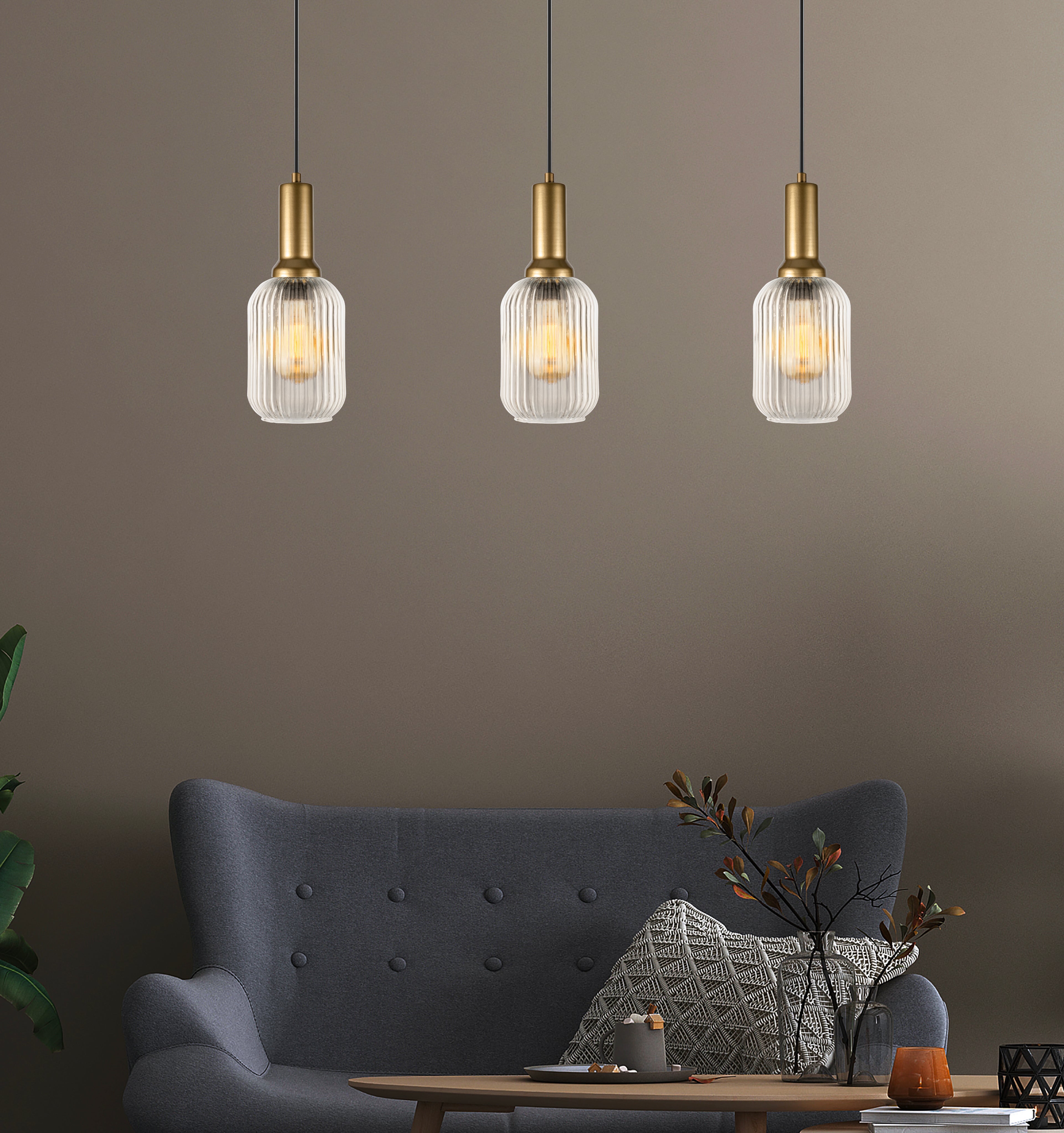 Soft Pendant Light, Ribbed Modern White Glass, Custom Cylinder Glass Color Fixture, Elegant Multi Light for Stairwell Long Chandelier