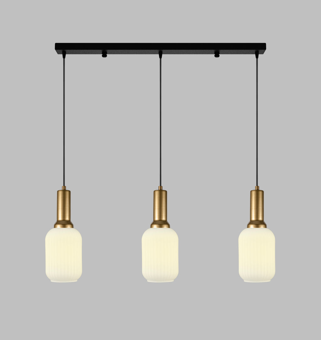 Soft Pendant Light, Ribbed Modern White Glass, Custom Cylinder Glass Color Fixture, Elegant Multi Light for Stairwell Long Chandelier