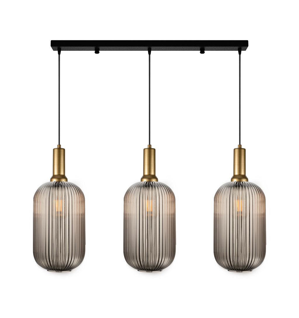 Custom Linear Pendant Lighting with Smoke Glass, Adjustable Cable Lengths and Canopy Sizes for Interior Design Projects