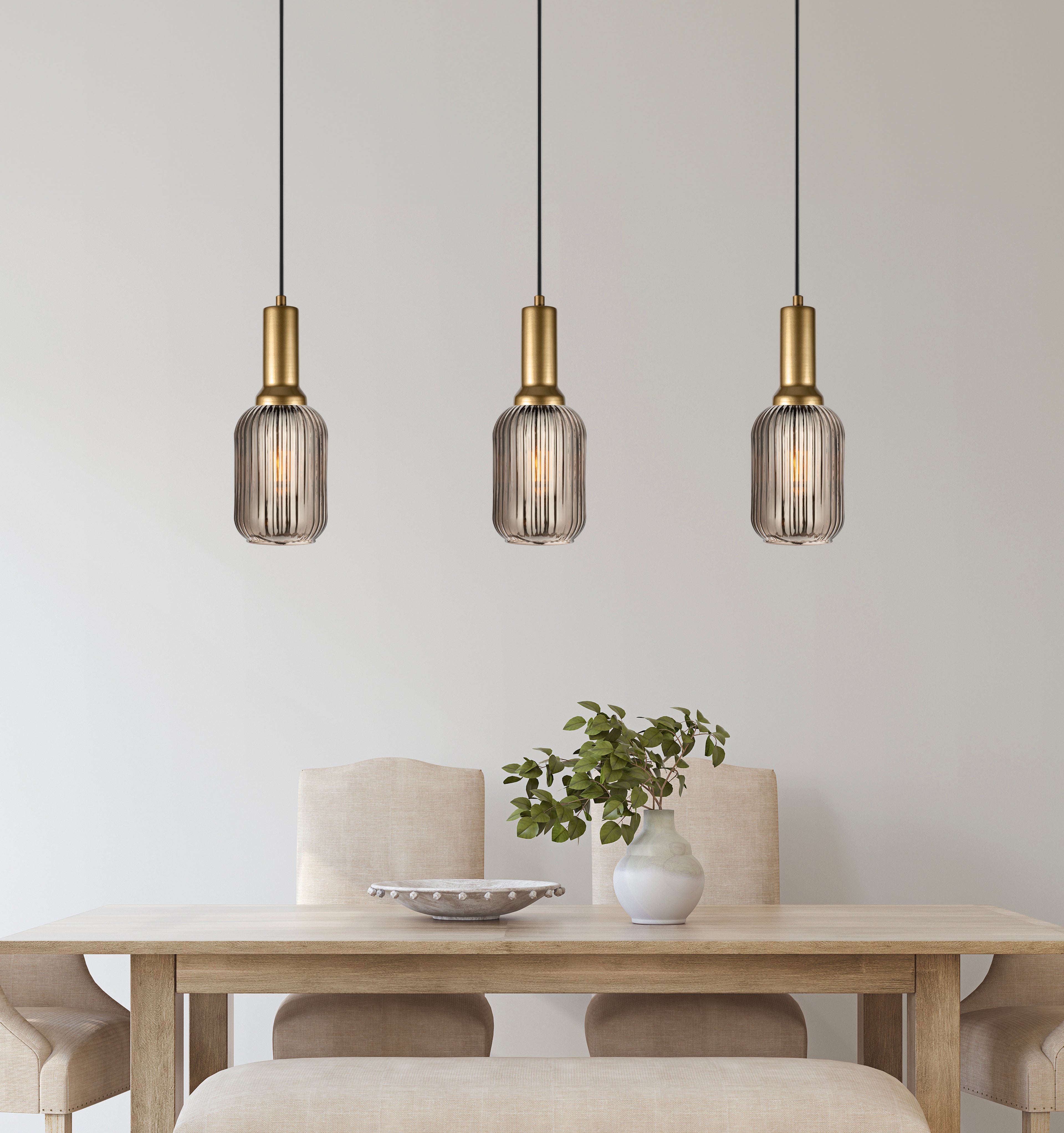 Soft Pendant Light, Ribbed Modern White Glass, Custom Cylinder Glass Color Fixture, Elegant Multi Light for Stairwell Long Chandelier