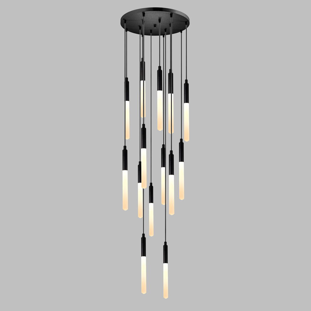 Round Canopy Custom LED Tube Modern Multi Pendant Light for Staircase, Stairwell Chandelier, Slim Tube Pendant Light, 3 Story Pendant Light, Light Fixture