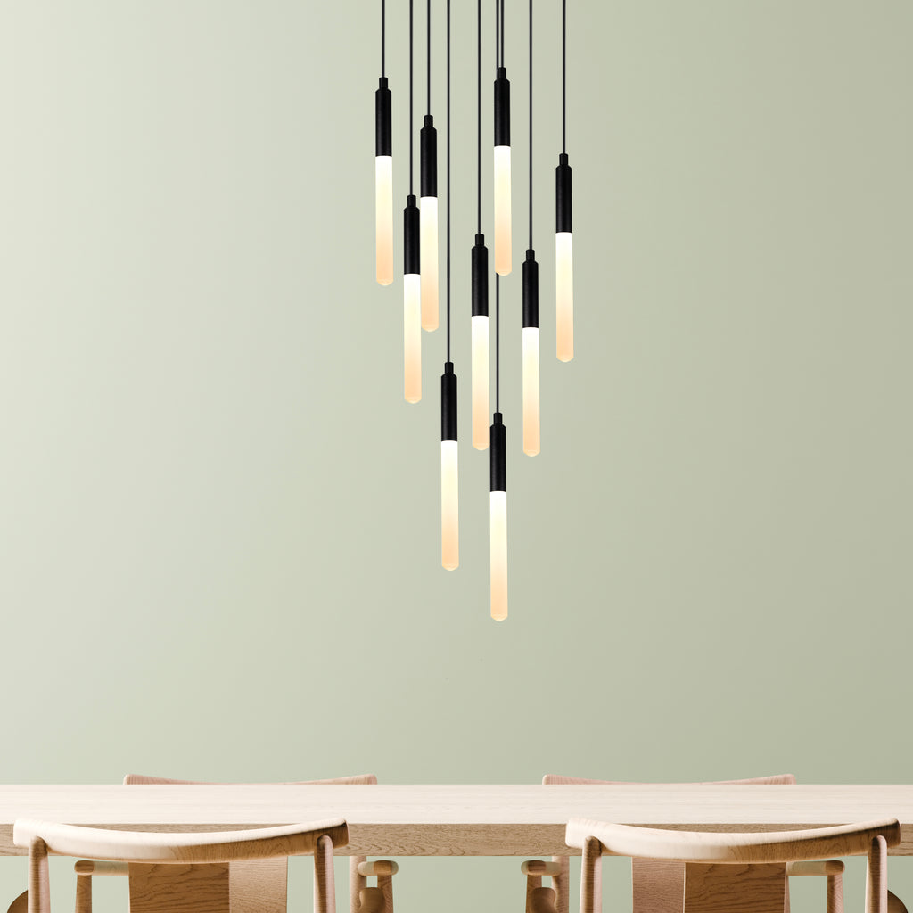 Round Canopy Custom LED Tube Modern Multi Pendant Light for Staircase, Stairwell Chandelier, Slim Tube Pendant Light, 3 Story Pendant Light, Light Fixture