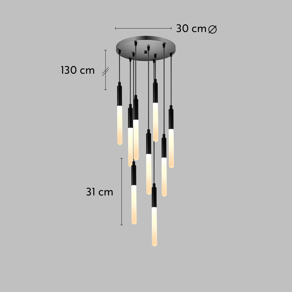 Round Canopy Custom LED Tube Modern Multi Pendant Light for Staircase, Stairwell Chandelier, Slim Tube Pendant Light, 3 Story Pendant Light, Light Fixture