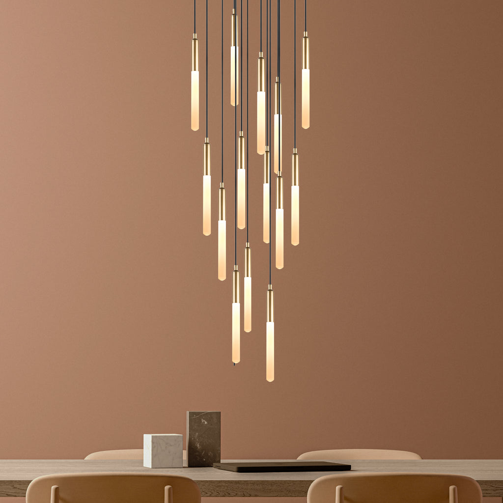 Round Canopy Custom LED Tube Modern Multi Pendant Light for Staircase, Stairwell Chandelier, Slim Tube Pendant Light, 3 Story Pendant Light, Light Fixture