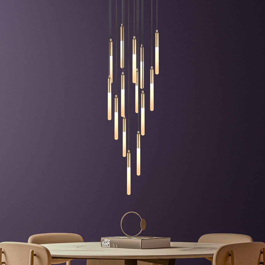 Round Canopy Custom LED Tube Modern Multi Pendant Light for Staircase, Stairwell Chandelier, Slim Tube Pendant Light, 3 Story Pendant Light, Light Fixture