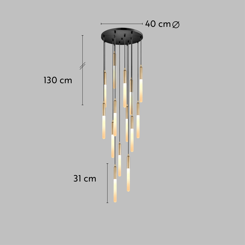 Round Canopy Custom LED Tube Modern Multi Pendant Light for Staircase, Stairwell Chandelier, Slim Tube Pendant Light, 3 Story Pendant Light, Light Fixture