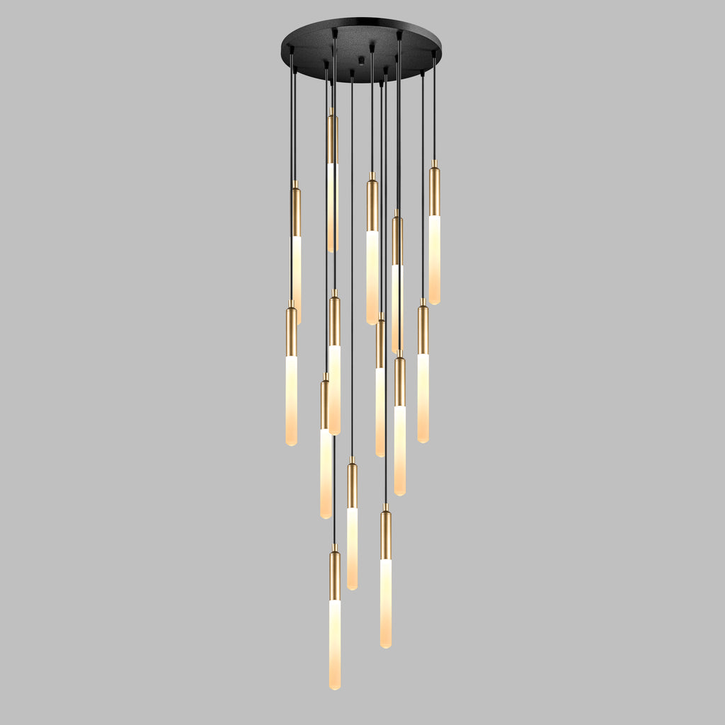 Round Canopy Custom LED Tube Modern Multi Pendant Light for Staircase, Stairwell Chandelier, Slim Tube Pendant Light, 3 Story Pendant Light, Light Fixture