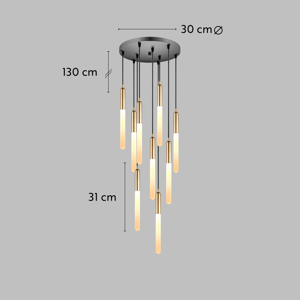 Round Canopy Custom LED Tube Modern Multi Pendant Light for Staircase, Stairwell Chandelier, Slim Tube Pendant Light, 3 Story Pendant Light, Light Fixture