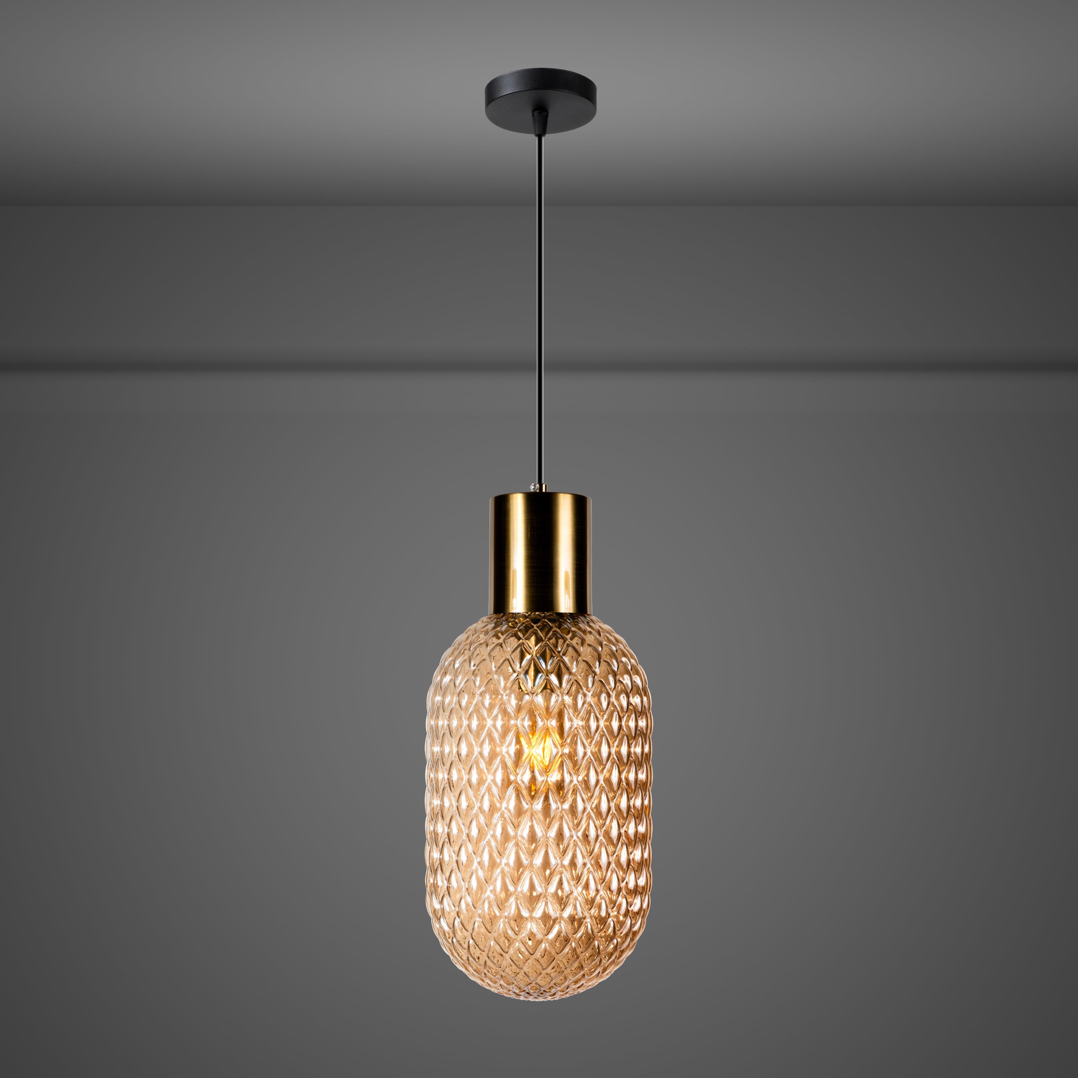 Custom Amber Glass Multi Pendant Light, Oval Lampshade Amber Textured Glass, Stairwell Pendant Lighting,  Custom Chandelier for Staircase