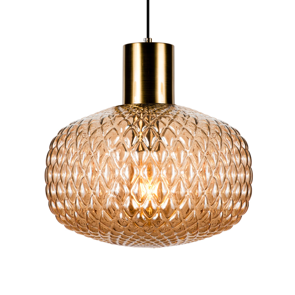 Handmade Glass Multi Light Pendant, Ellipse - Oval Shape Lampshade Amber Textured Glass Staircase Light, Custom Stairwell Pendant Lighting