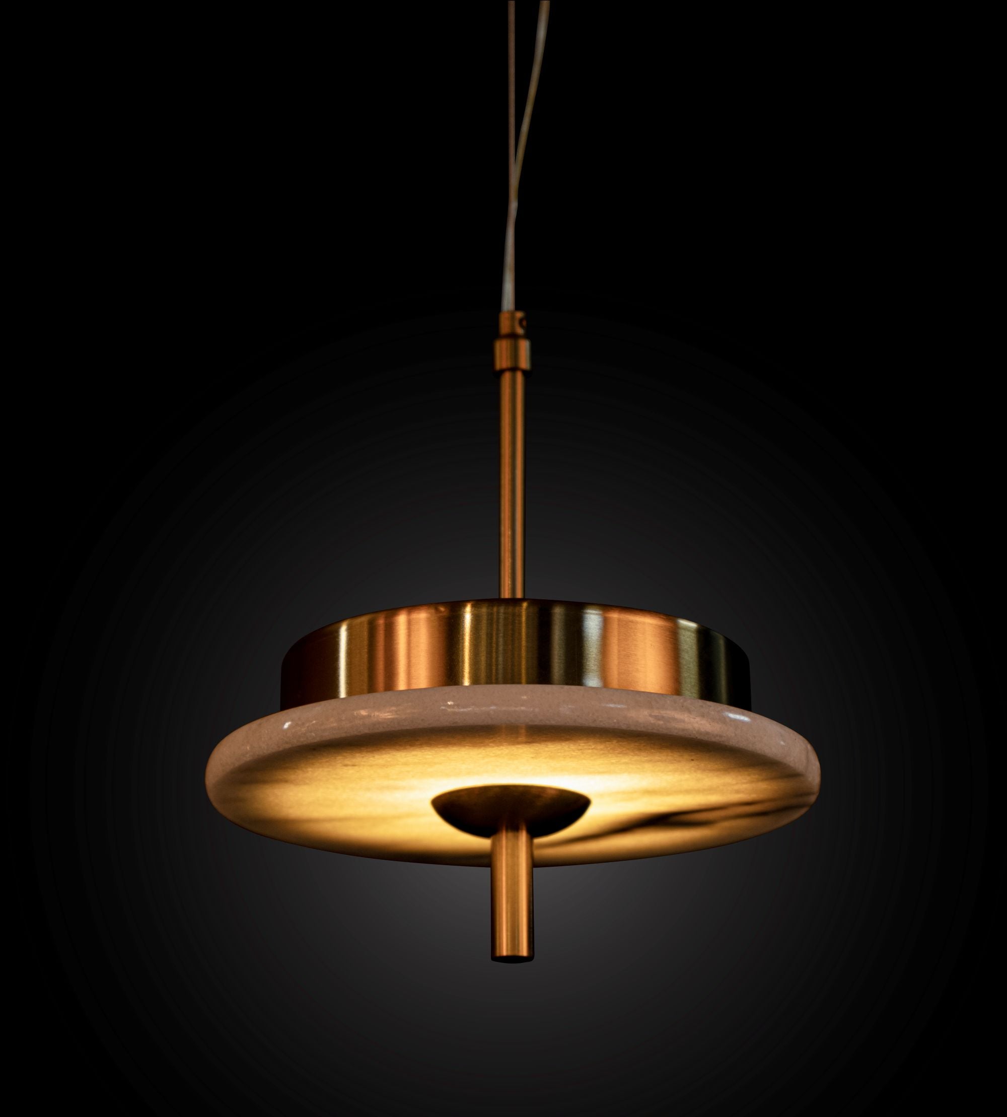 Luxury Marble LED Pendant Light for Dining Table & Kitchen Island – Custom Brass Fixture, Natural Stone Disc Chandelier, Alabaster Marble