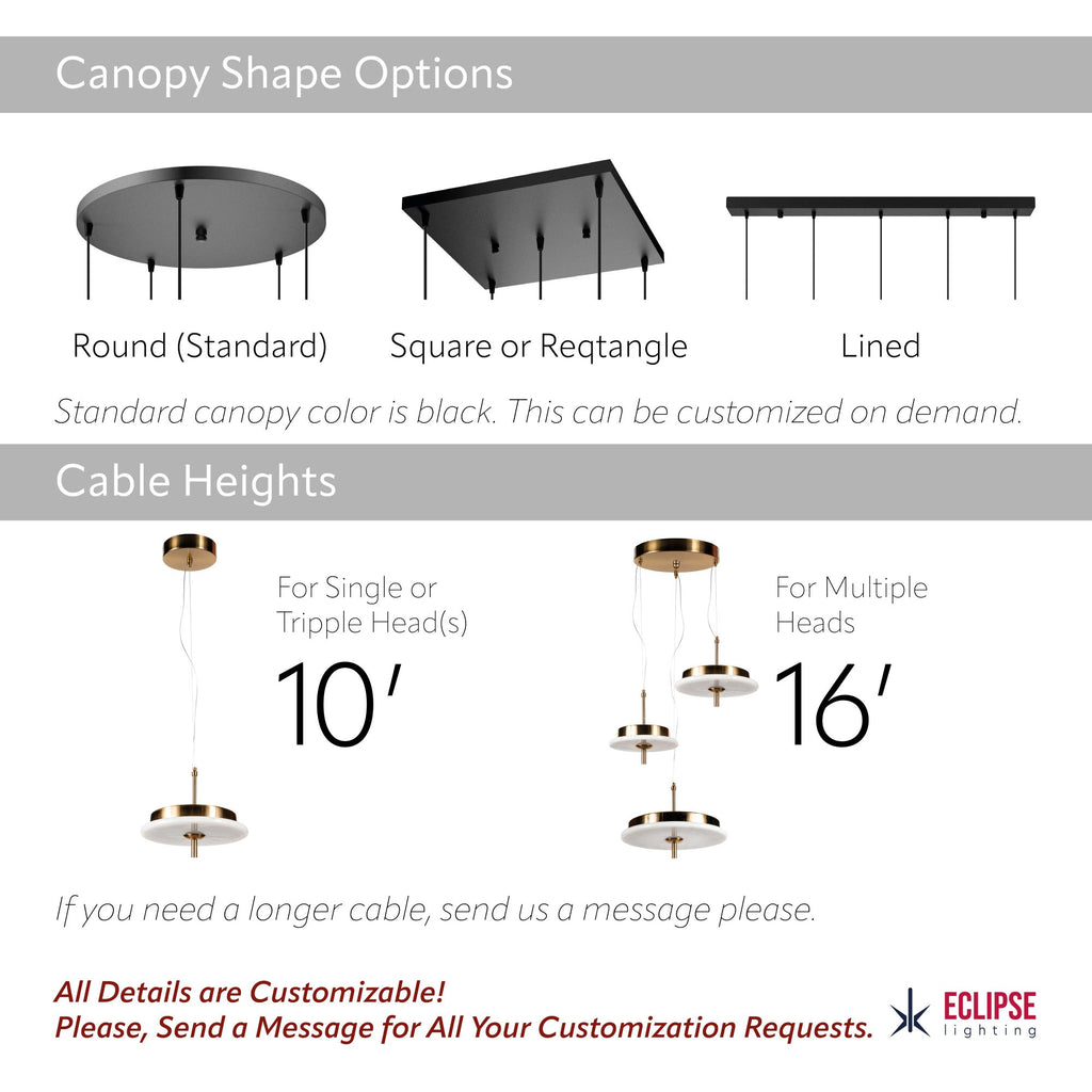 Luxury Marble LED Pendant Light for Dining Table & Kitchen Island – Custom Brass Fixture, Natural Stone Disc Chandelier, Alabaster Marble