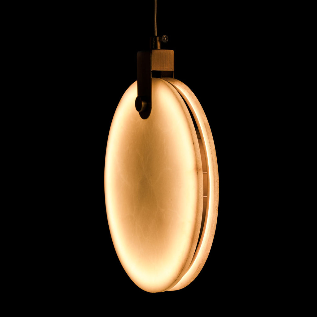 Round Canopy Marble Disc Pendant Light, Natural Alabaster Dining Table Lighting, Staircase Multi Chandelier, Organic Modern, Nordic Style, Custom Detail