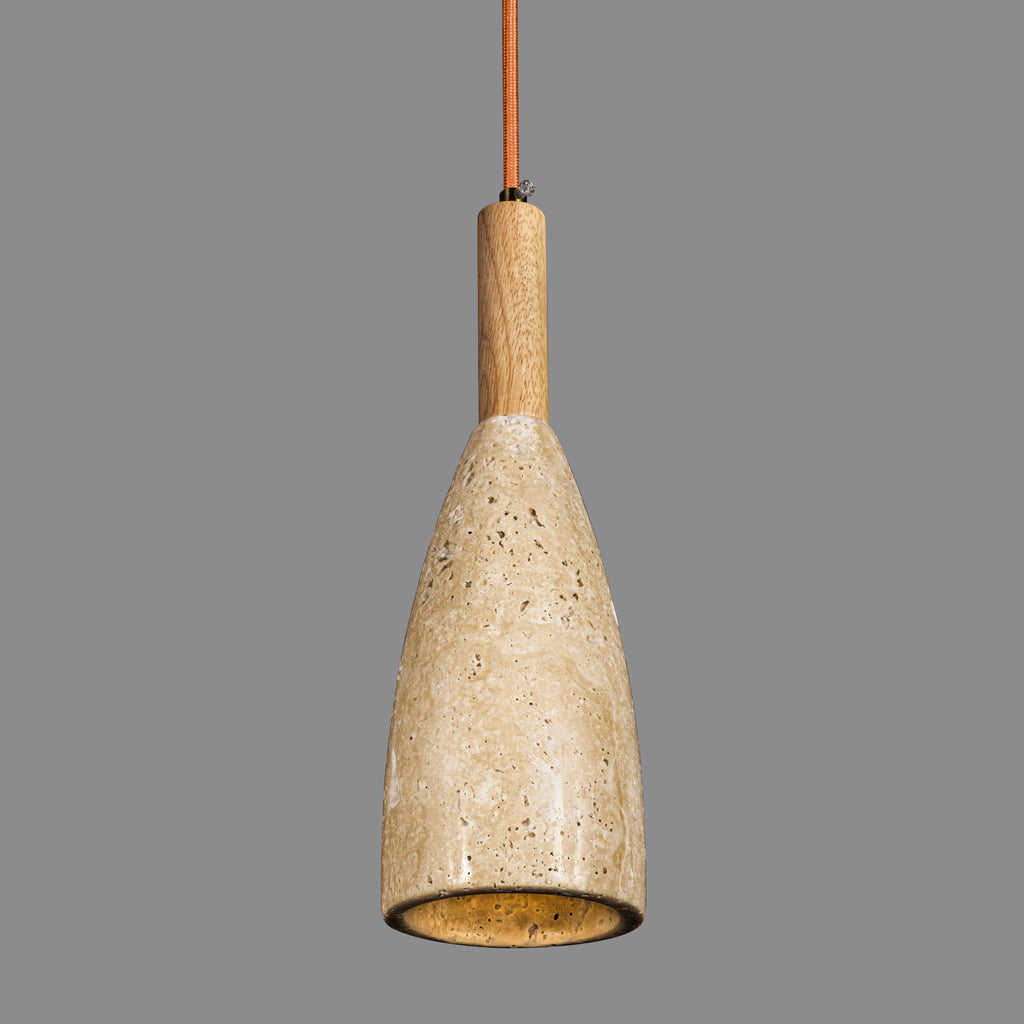 Custom Made Natural Marble Multi Light Pendant, Stone Pendant, Wabi Sabi, Nordic Style Home Decor, Cylinder, Cone, Rectangular, Wood Details