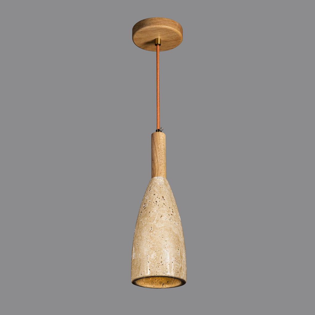 Custom Made Natural Marble Multi Light Pendant, Stone Pendant, Wabi Sabi, Nordic Style Home Decor, Cylinder, Cone, Rectangular, Wood Details