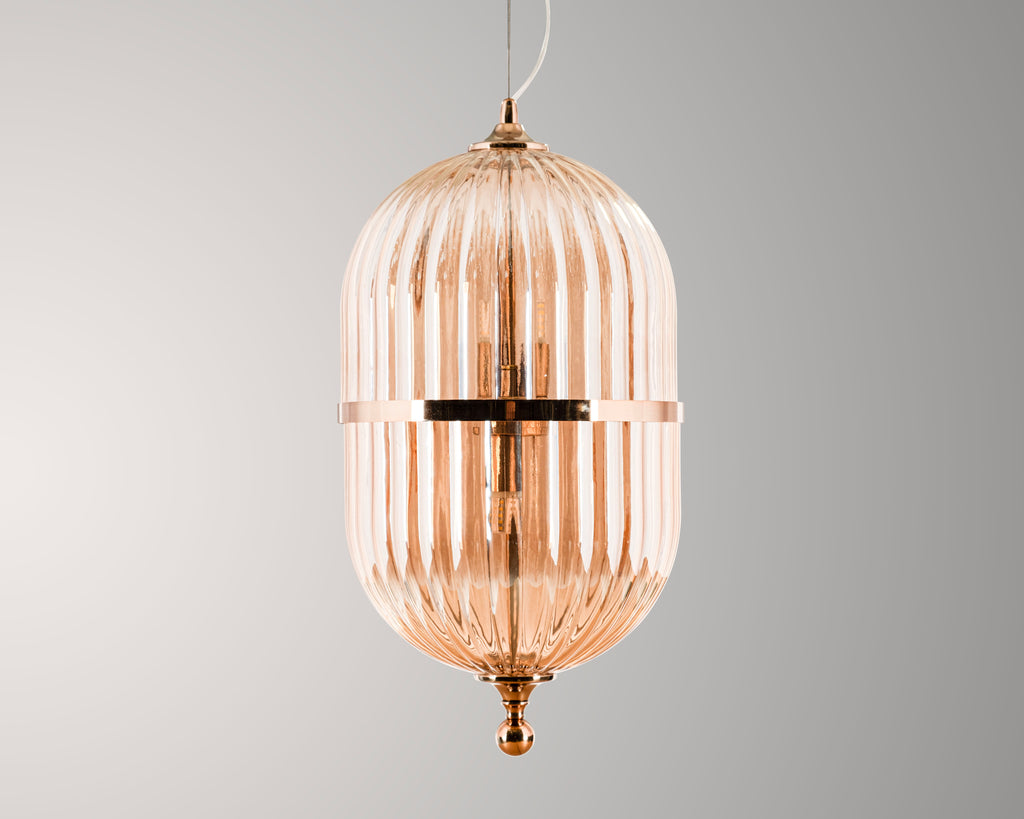 Modern Ribbed Glass Pendant Light: Scandinavian Kitchen Island Chandelier