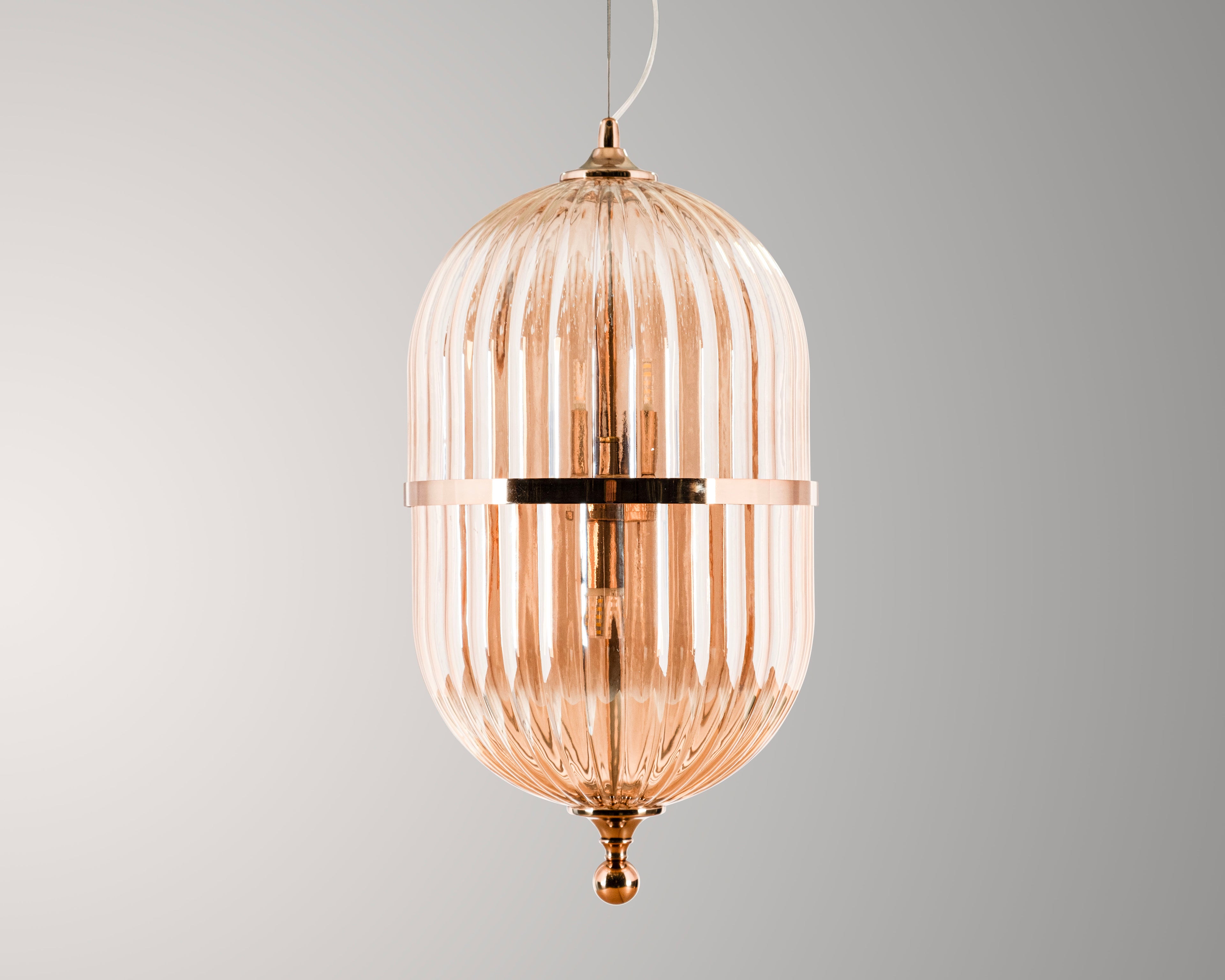 Modern Ribbed Glass Pendant Light: Scandinavian Kitchen Island Chandelier